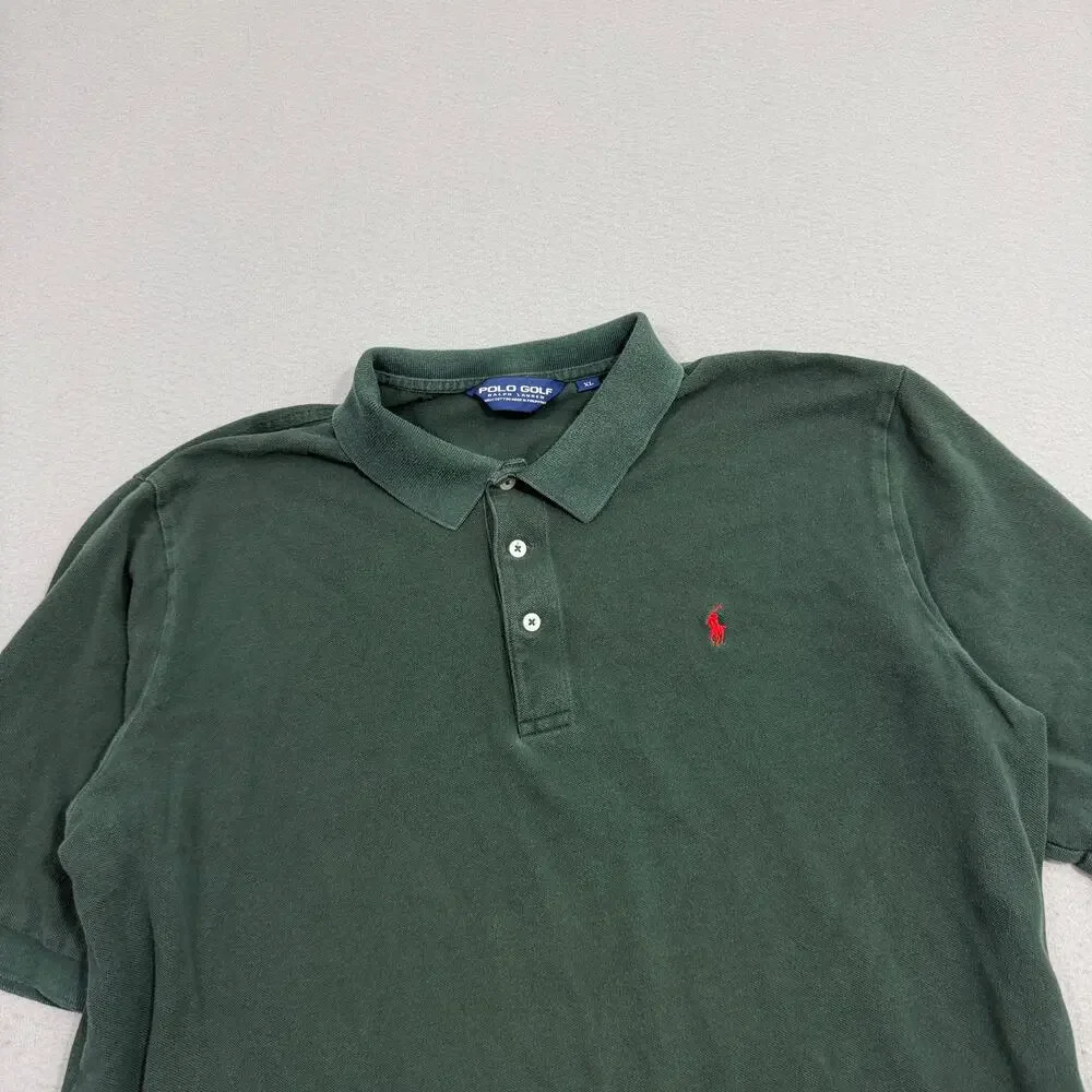 Vintage Polo Golf Ralph Lauren Shirt Mens XL Green Solid 90s Preppy Golfing Pony